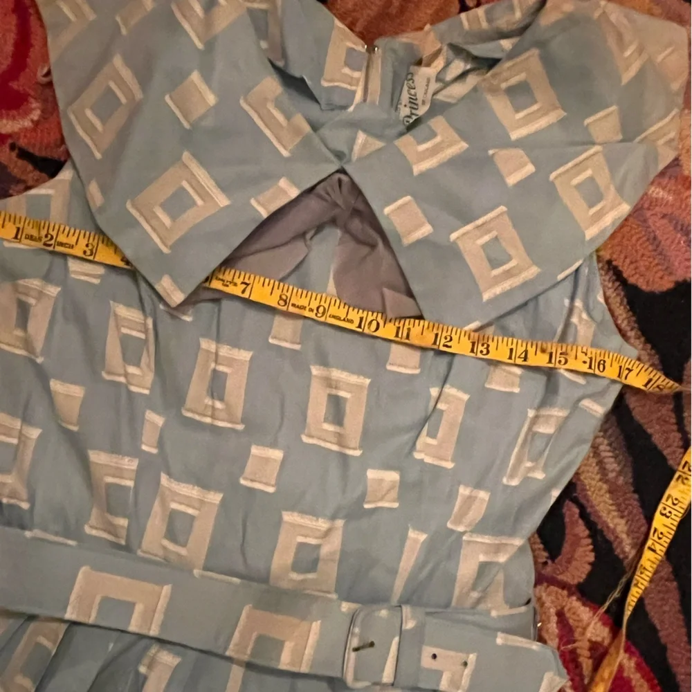 Vintage 1950’s store Stock Blue and White Geometric Dress - Picture 8 of 8